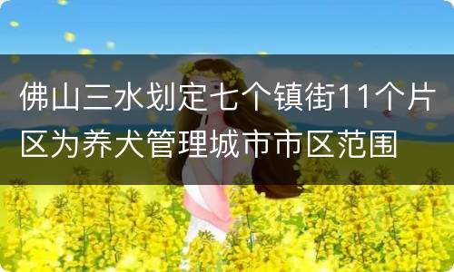 佛山三水划定七个镇街11个片区为养犬管理城市市区范围