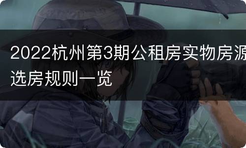 2022杭州第3期公租房实物房源选房规则一览