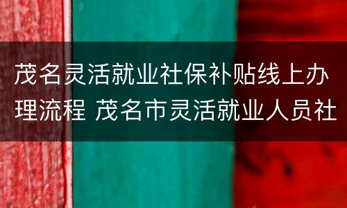 茂名灵活就业社保补贴线上办理流程 茂名市灵活就业人员社保缴费