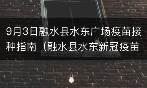 9月3日融水县水东广场疫苗接种指南（融水县水东新冠疫苗大型接种点）