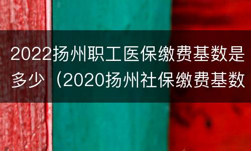 2022扬州职工医保缴费基数是多少（2020扬州社保缴费基数与比例）