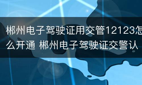 郴州电子驾驶证用交管12123怎么开通 郴州电子驾驶证交警认可吗