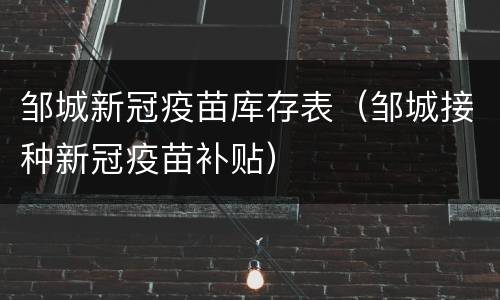 邹城新冠疫苗库存表（邹城接种新冠疫苗补贴）
