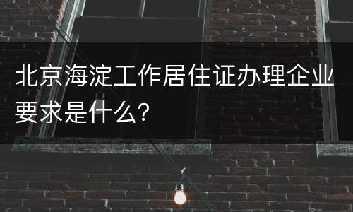 北京海淀工作居住证办理企业要求是什么？