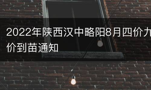 2022年陕西汉中略阳8月四价九价到苗通知
