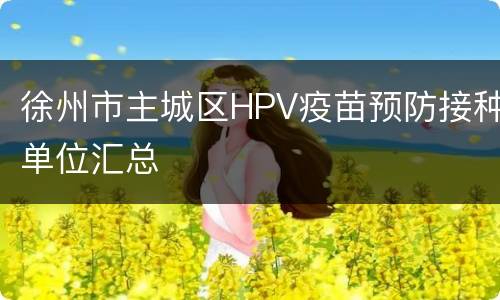 徐州市主城区HPV疫苗预防接种单位汇总