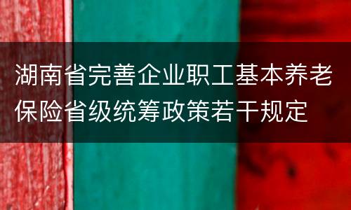 湖南省完善企业职工基本养老保险省级统筹政策若干规定