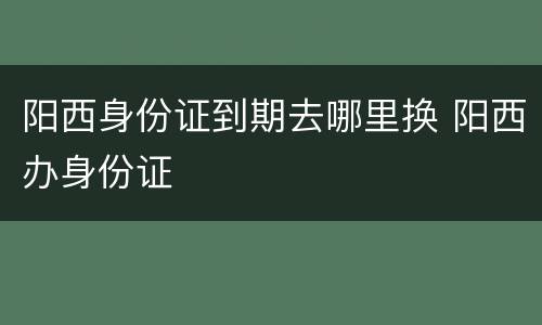阳西身份证到期去哪里换 阳西办身份证