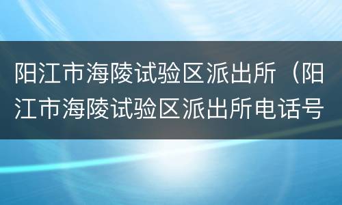 阳江市海陵试验区派出所（阳江市海陵试验区派出所电话号码）