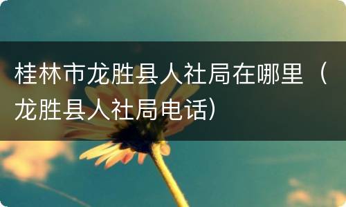 桂林市龙胜县人社局在哪里（龙胜县人社局电话）