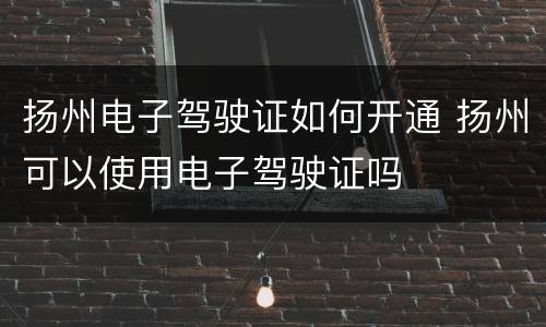 扬州电子驾驶证如何开通 扬州可以使用电子驾驶证吗