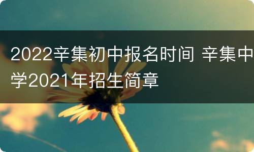 2022辛集初中报名时间 辛集中学2021年招生简章