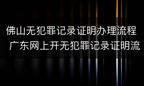 佛山无犯罪记录证明办理流程 广东网上开无犯罪记录证明流程