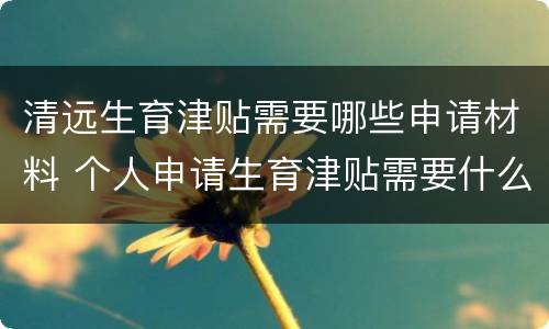 清远生育津贴需要哪些申请材料 个人申请生育津贴需要什么资料