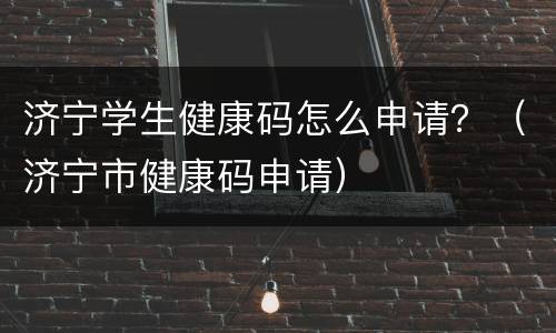 济宁学生健康码怎么申请？（济宁市健康码申请）