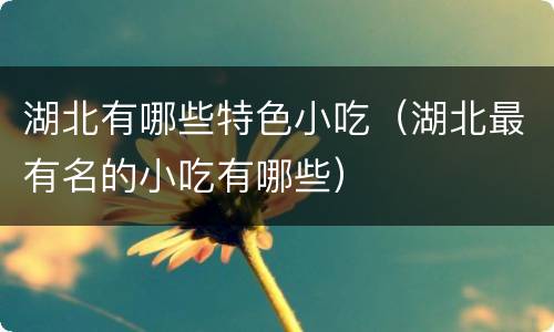 湖北有哪些特色小吃（湖北最有名的小吃有哪些）