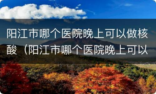 阳江市哪个医院晚上可以做核酸（阳江市哪个医院晚上可以做核酸检查）