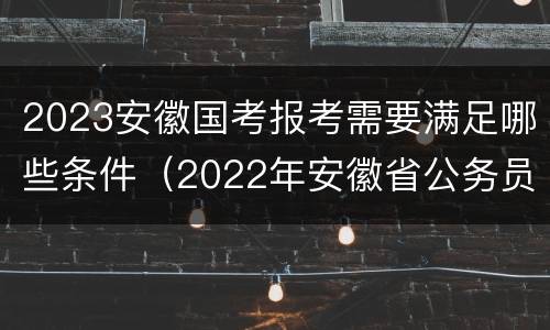 2023安徽国考报考需要满足哪些条件（2022年安徽省公务员报考条件及时间）