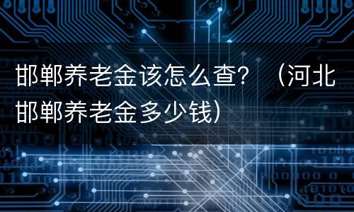 邯郸养老金该怎么查？（河北邯郸养老金多少钱）