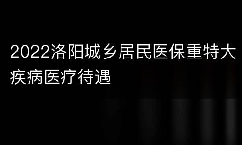 2022洛阳城乡居民医保重特大疾病医疗待遇