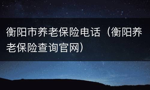 衡阳市养老保险电话（衡阳养老保险查询官网）