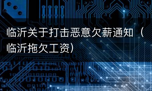 临沂关于打击恶意欠薪通知（临沂拖欠工资）