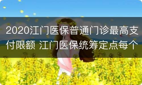 2020江门医保普通门诊最高支付限额 江门医保统筹定点每个月限额