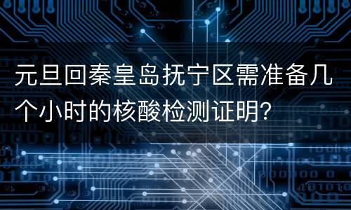 元旦回秦皇岛抚宁区需准备几个小时的核酸检测证明？