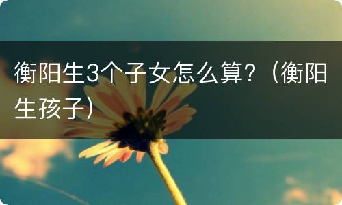 衡阳生3个子女怎么算?（衡阳生孩子）