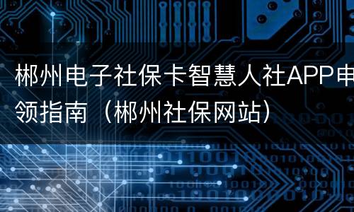 郴州电子社保卡智慧人社APP申领指南（郴州社保网站）