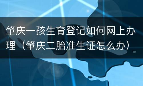 肇庆一孩生育登记如何网上办理（肇庆二胎准生证怎么办）