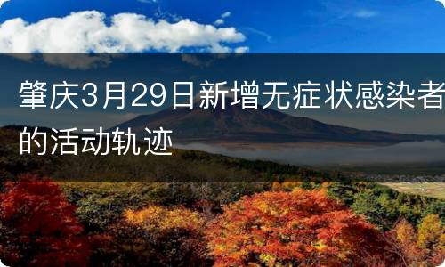 肇庆3月29日新增无症状感染者的活动轨迹
