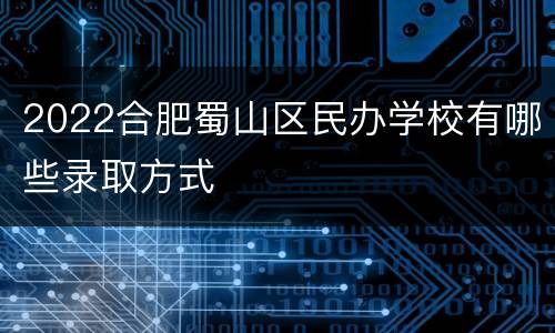 2022合肥蜀山区民办学校有哪些录取方式