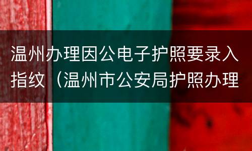 温州办理因公电子护照要录入指纹（温州市公安局护照办理）