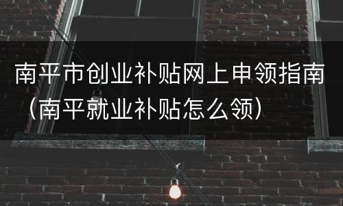 南平市创业补贴网上申领指南（南平就业补贴怎么领）
