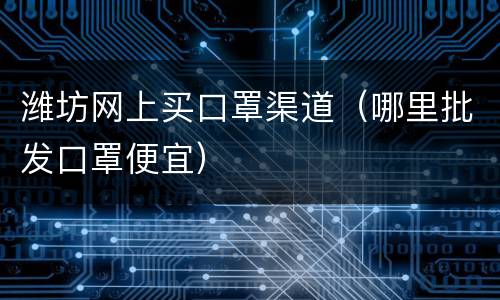 潍坊网上买口罩渠道（哪里批发口罩便宜）