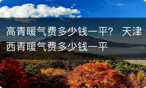 高青暖气费多少钱一平？ 天津西青暖气费多少钱一平