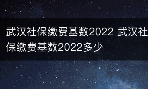 武汉社保缴费基数2022 武汉社保缴费基数2022多少
