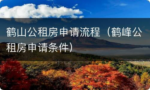 鹤山公租房申请流程（鹤峰公租房申请条件）