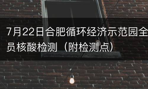 7月22日合肥循环经济示范园全员核酸检测（附检测点）