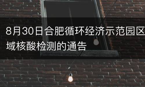 8月30日合肥循环经济示范园区域核酸检测的通告
