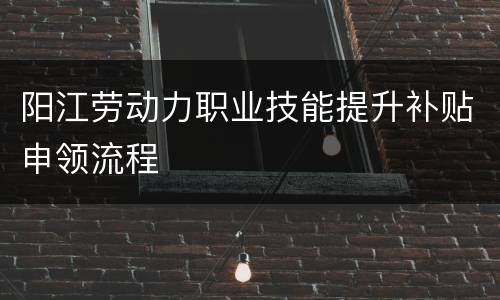 阳江劳动力职业技能提升补贴申领流程