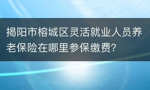 揭阳市榕城区灵活就业人员养老保险在哪里参保缴费？