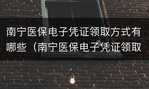南宁医保电子凭证领取方式有哪些（南宁医保电子凭证领取方式有哪些呢）