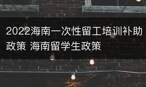 2022海南一次性留工培训补助政策 海南留学生政策