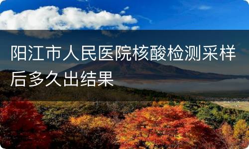 阳江市人民医院核酸检测采样后多久出结果