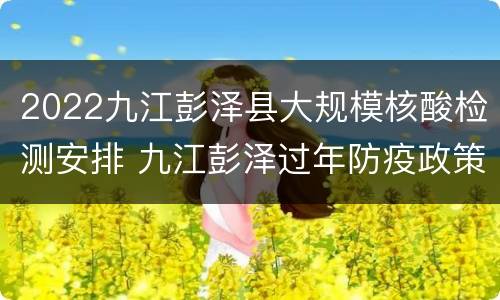 2022九江彭泽县大规模核酸检测安排 九江彭泽过年防疫政策