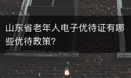 山东省老年人电子优待证有哪些优待政策？