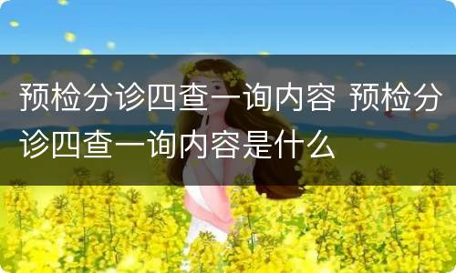 预检分诊四查一询内容 预检分诊四查一询内容是什么