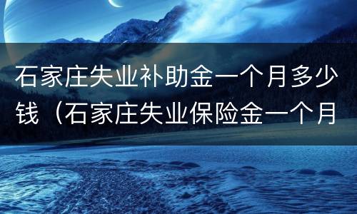 石家庄失业补助金一个月多少钱（石家庄失业保险金一个月多少钱）